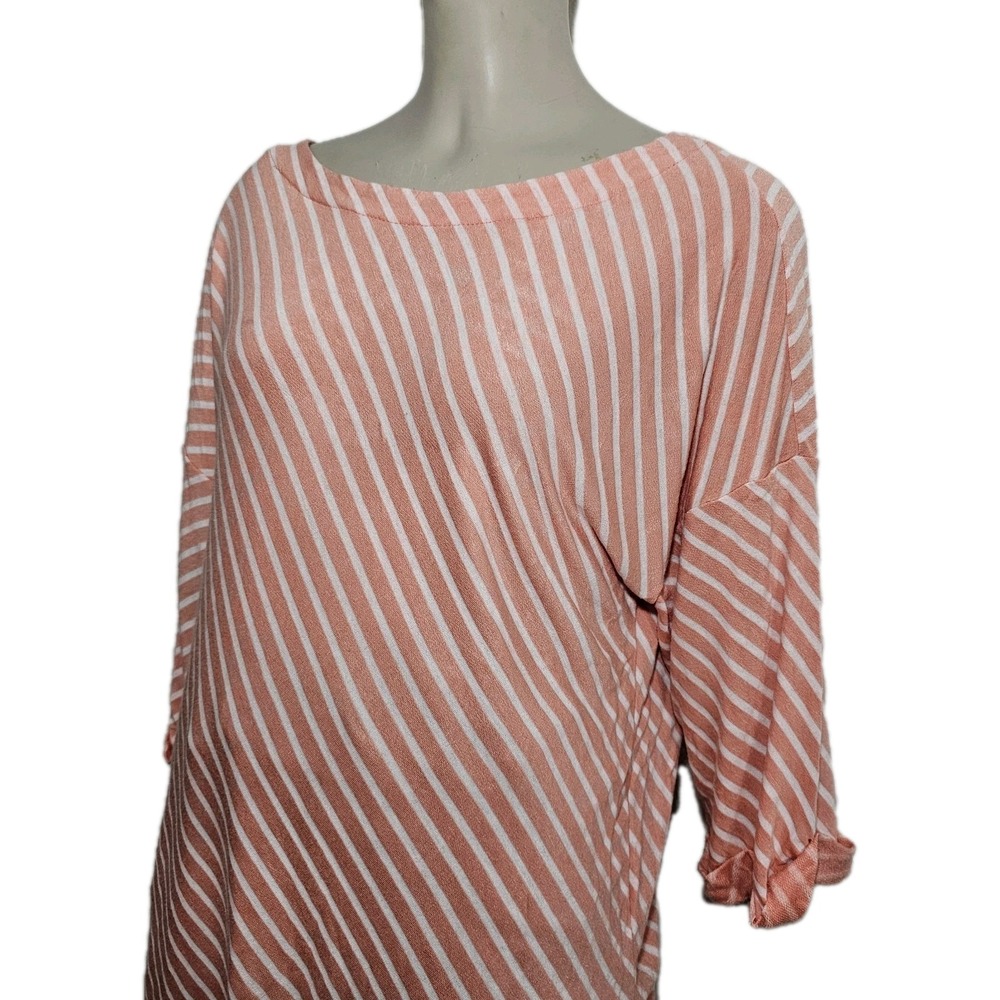 Daytrip Shirt, Women's Size S Orange Whit  Striped 3/4 Sleeve Rayon/spandex - Picture 4 of 8